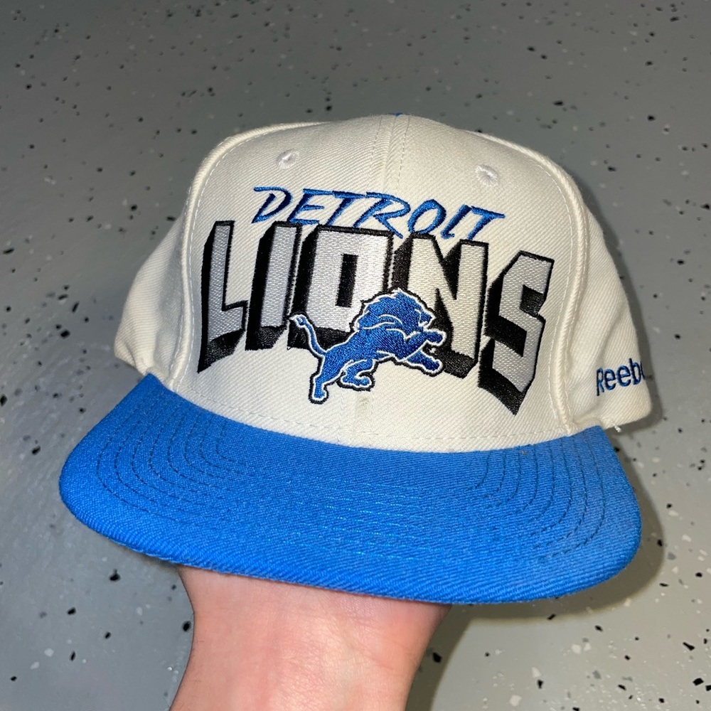 Reebok White and Blue Detroit Lions Hat